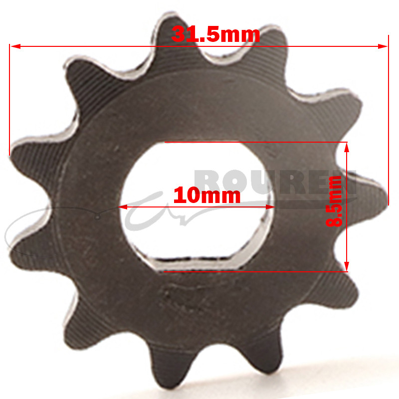 25H/T8F 11T 10MM/8MM 2 taktų 49CC VARIKLIS Mini kišeninis dviračio priekinė žvaigždutė