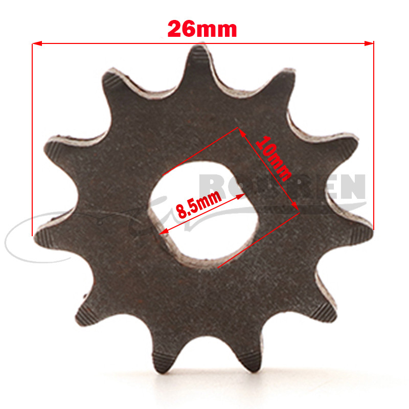 25H/T8F 11T 10MM/8MM 2 taktų 49CC VARIKLIS Mini kišeninis dviračio priekinė žvaigždutė