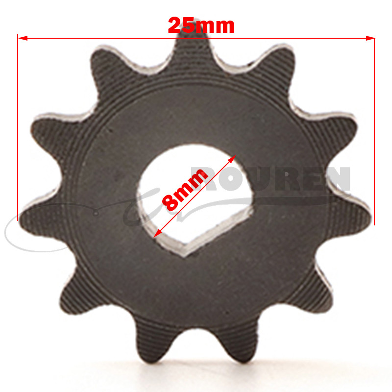 25H/T8F 11T 10MM/8MM 2 taktų 49CC VARIKLIS Mini kišeninis dviračio priekinė žvaigždutė