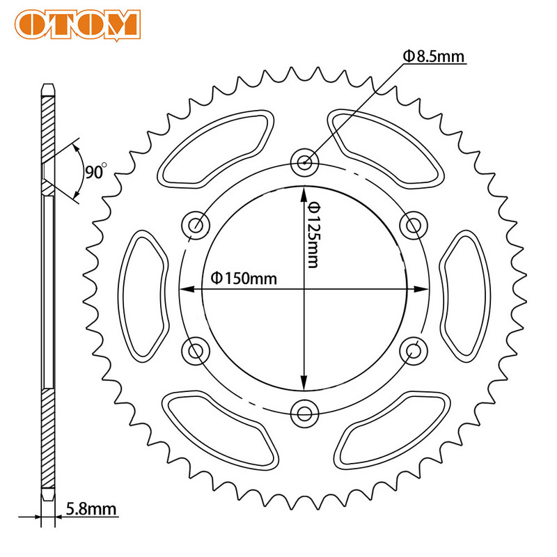 OTOM 41T 45T 46T 47T 49T 52T motorkerékpár acél hátsó lánc lánckerék kerékpár kazetta KTM EXC SX SXF XCF-W SMR 250 450 520 525