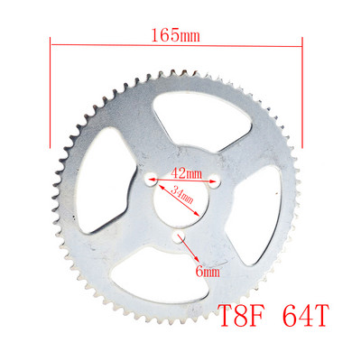 Zadné ozubené koleso T8F 35t 44t 54t 64t 68t 74t zuby 26/29/34/54mm pre mini motocykel, štvorkolku, štvorkolku, blatník 47cc 49cc diely