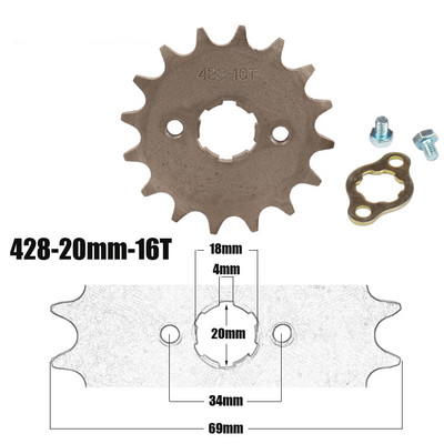 428# 20mm 10 11 12 13 14 15 16 17 18 19 T fogas első motorlánc lánckerék Dirt Pit Bike Monkey ATV Quad Go Karthoz