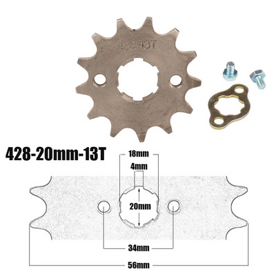 428# 20mm 10 11 12 13 14 15 16 17 18 19 T fogas első motorlánc lánckerék Dirt Pit Bike Monkey ATV Quad Go Karthoz