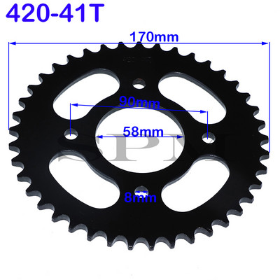 Echipament scuter motociclete 420/428 37T 41T 48T dinte 58mm / 90mm pinion spate potrivit pentru motociclete off-road