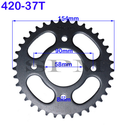 Echipament scuter motociclete 420/428 37T 41T 48T dinte 58mm / 90mm pinion spate potrivit pentru motociclete off-road