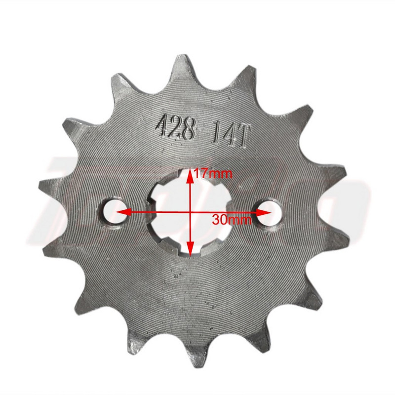 428 14T 15T 16T 17T variklio žvaigždutė 17mm, skirta 50cc–125cc ATV Go Kart Quad Pitbike Buggy Dirt Bike su fiksavimo plokšte ir varžtu
