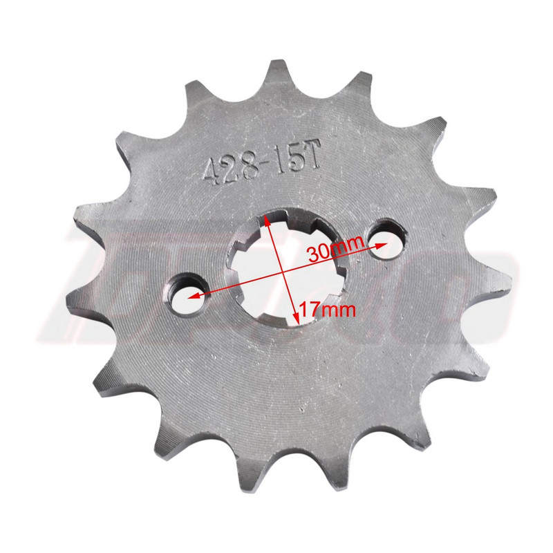 428 14T 15T 16T 17T variklio žvaigždutė 17mm, skirta 50cc–125cc ATV Go Kart Quad Pitbike Buggy Dirt Bike su fiksavimo plokšte ir varžtu