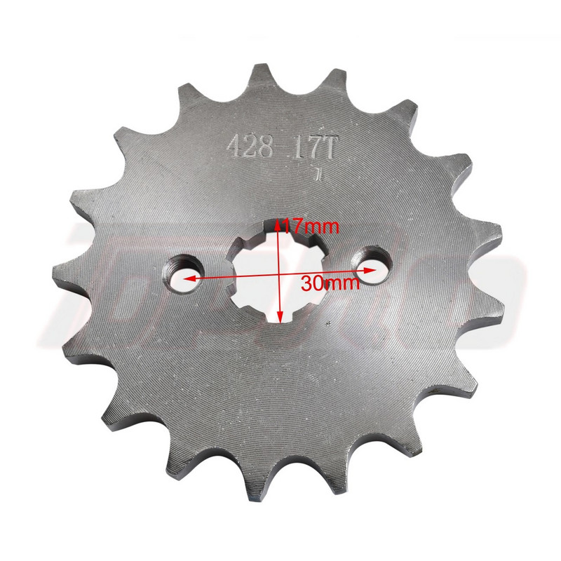 428 14T 15T 16T 17T variklio žvaigždutė 17mm, skirta 50cc–125cc ATV Go Kart Quad Pitbike Buggy Dirt Bike su fiksavimo plokšte ir varžtu