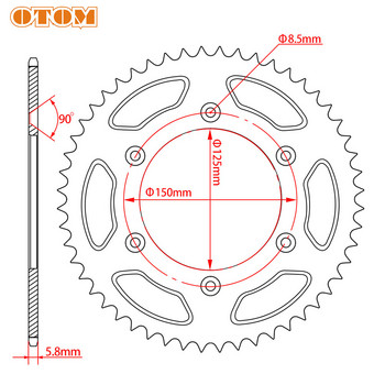 OTOM Мотокрос Задна стоманена верига Зъбно колело 41T 46T 47T 49T 52T За KTM EXC EXCF SX SXF SXC XCW SMR SMC MXC LC4 LSE Мотоциклетна част