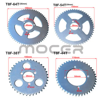 Мотоциклет T8F 38T 44T 54T 64T 74T зъб 29/35/54MM Задно зъбно колело Mini Moto ATV Quad Dirt Pit Pocket Bike Cross 47cc 49cc Части