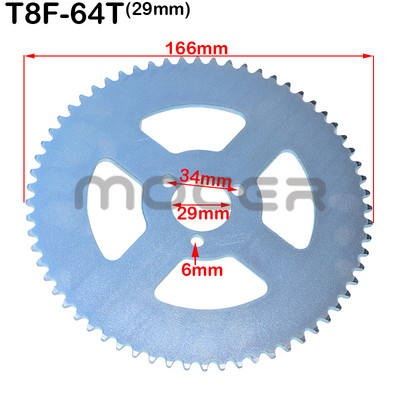 Motocykel T8F 38T 44T 54T 64T 74T zuby 29/35/54MM zadné ozubené koleso Mini Moto ATV Quad Dirt Pit Bike Pocket Cross 47cc 49cc diely