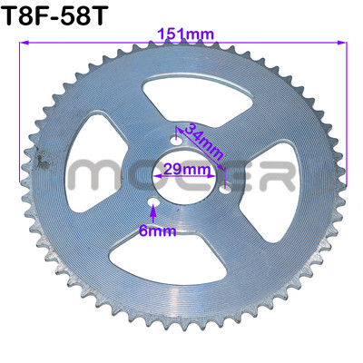 Motocykel T8F 38T 44T 54T 64T 74T zuby 29/35/54MM zadné ozubené koleso Mini Moto ATV Quad Dirt Pit Bike Pocket Cross 47cc 49cc diely