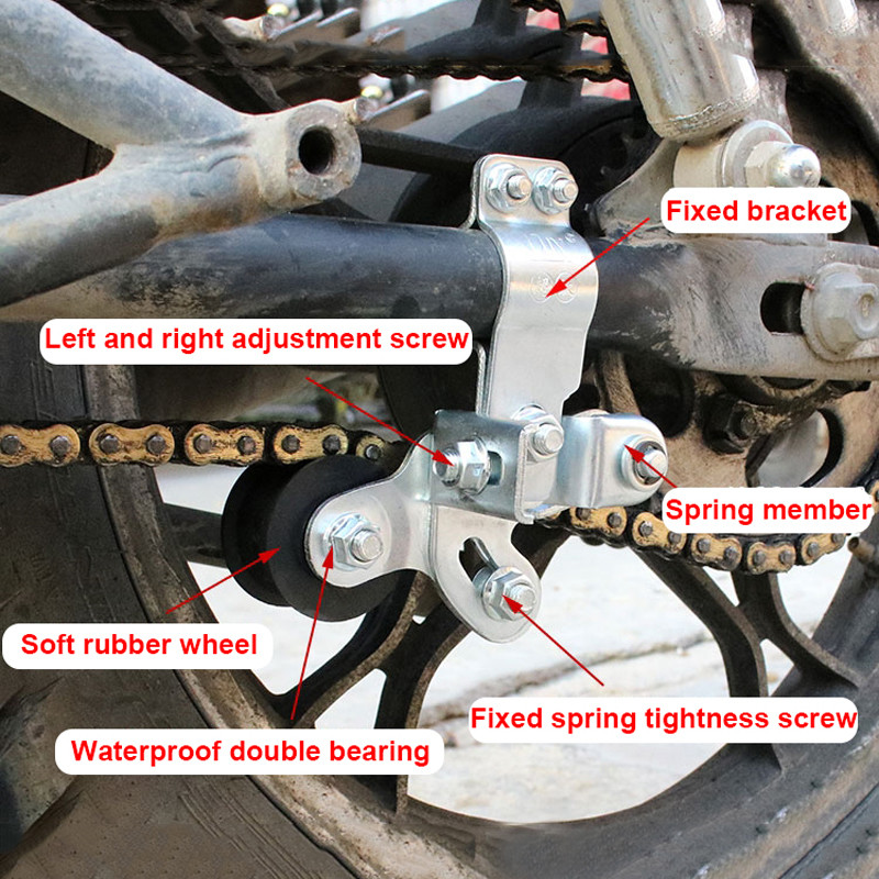 Továbbfejlesztett motorkerékpár-lánc elasztikus beállító automatikus feszítővezető lánc fogaskerék sportkocsikhoz, terepjáró Módosított tartozékokhoz