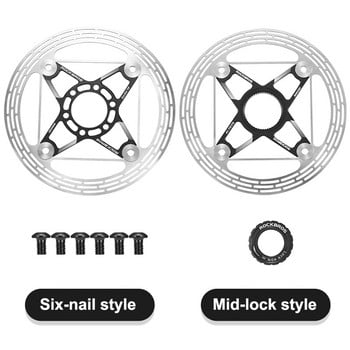 ROCKBROS Велосипедна дискова спирачка Роторна дискова спирачка от неръждаема стомана Високоякостна хидравлична MTB пътна плаваща велосипедна част 160 мм/140 мм