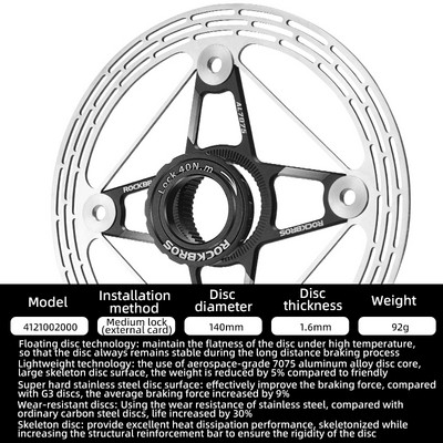 ROCKBROS kerékpár tárcsafék rozsdamentes acél rotoros tárcsafék nagy szilárdságú hidraulikus MTB országúti úszó kerékpár alkatrész 160 mm/140 mm