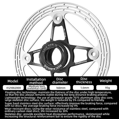 ROCKBROS kerékpár tárcsafék rozsdamentes acél rotoros tárcsafék nagy szilárdságú hidraulikus MTB országúti úszó kerékpár alkatrész 160 mm/140 mm