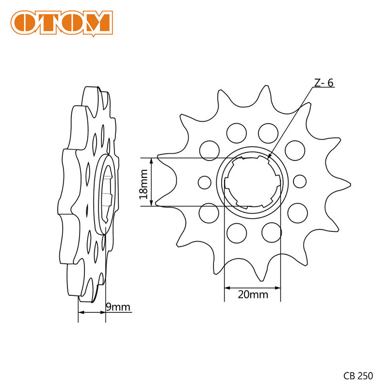 OTOM 13T kimeneti kis lánckerék legújabb motorkerékpár-tartozékok 520 típusú 13 fogú kis lánckerék ZONGSHEN ZHENGLIN CB250 motorhoz