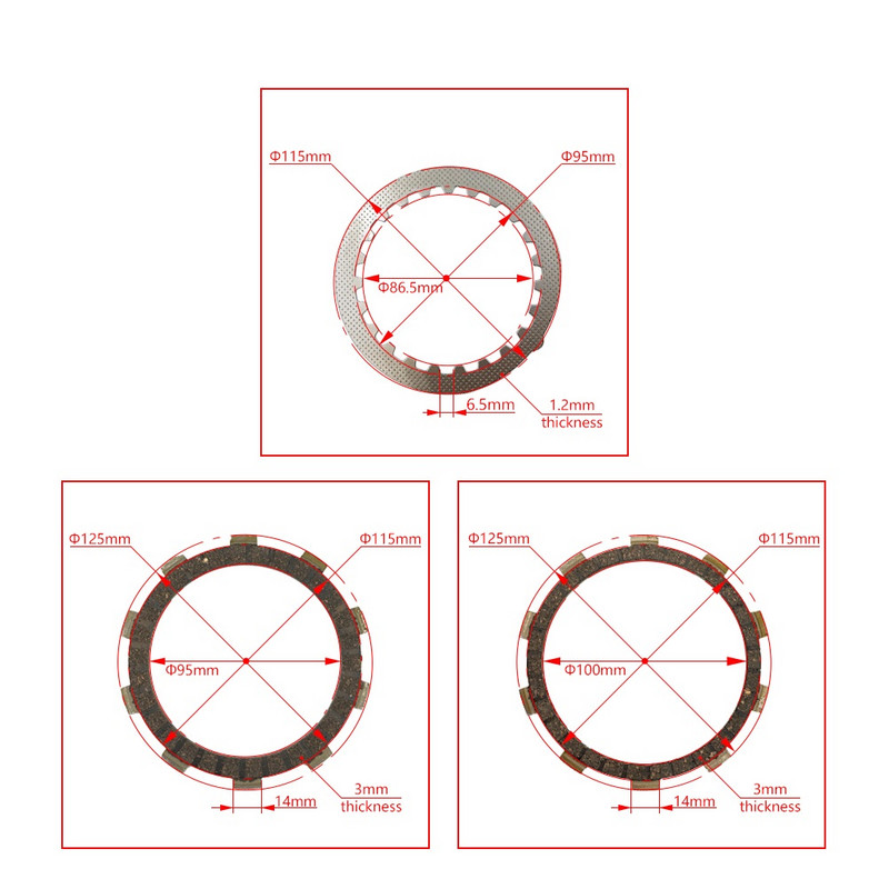 Lamela spojky pre motor 250cc pre Yamaha Loncin MT250 Kayo KT250 Hengjian 2T DT230 Motocykel Dirt Bike DT125 DT230 TSE250