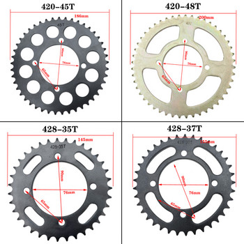420/428 Вериги 35T/37T/39T/41T/43T/45T/48T Вериги за мотоциклети Зъбни колела Задно задно зъбно колело за 110cc 125cc 140cc Dirt Pit Bike