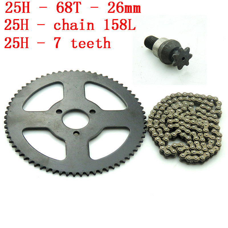 25H 158L 68T hambaga 26 mm tagumine ketiratas 7T hammasratas 47cc 49cc ATV Quad Mini Dirt Pocket jalgratastele Minimoto