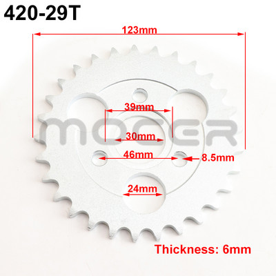 Reťaz pre motocykel 420 24T/26T/28T/29T/31T/35T/37T zuby 30 mm zadné ozubené koleso pre motocykle Honda Monkey, diely do pit dirt bike.