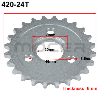 Reťaz pre motocykel 420 24T/26T/28T/29T/31T/35T/37T zuby 30 mm zadné ozubené koleso pre motocykle Honda Monkey, diely do pit dirt bike.