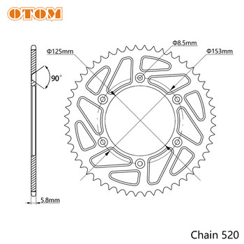 OTOM Chain Wheel 45T 47T 49T 52T Γρανάζια αλυσίδας μοτοσικλέτας Πίσω Πίσω Γρανάζια μανιβέλας Για HONDA CR250 CRF250R CRF450 450R