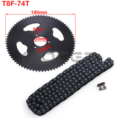 Reťaz T8F 47cc 49cc 136 článkov a súpravy ozubených kolies 38T 44T 54T 58T 64T 74T pre mini motocykel, štvorkolku, dvojtaktný motor.
