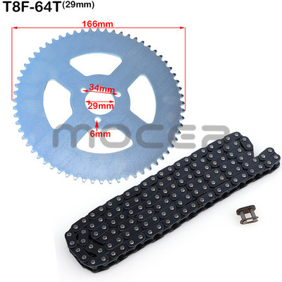 Reťaz T8F 47cc 49cc 136 článkov a súpravy ozubených kolies 38T 44T 54T 58T 64T 74T pre mini motocykel, štvorkolku, dvojtaktný motor.