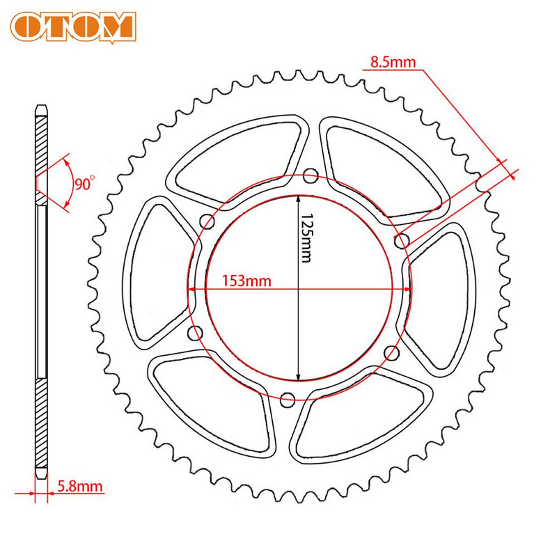 Reťazové kolesá OTOM pre zadné kolesá 41T 45T 47T 50T 52T pre HONDA CRF CRF250 CRF450 XR250 CR250 XR400 CRF450X XR650R