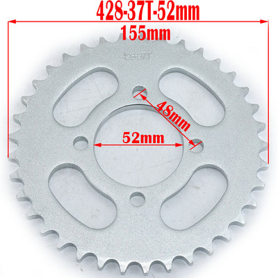 Hátsó lánckerék 420 428 37T 52mm 37 fogas lánc kínai ATV-hez Quad Pit Dirt Bike Motorkerékpár Motor Moped ingyenes szállítás