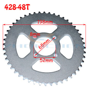 420/428 31T/37T/41T/48T зъб 52 мм задно зъбно колело, подходящо за Китай ATV Quad Pit офроуд превозно средство мотоциклет мотоциклет мотопед