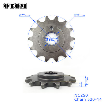 OTOM motorkerékpár első lánckerék 13/14 fogas fogaskerék ZONGSHEN NC250 NC motorhoz 250CC KAYO T6 K6 BSE J5 RX3 ZS250GY-3 4 szelep