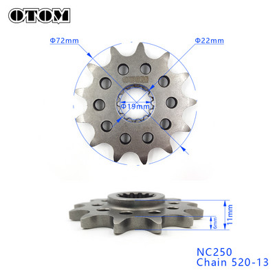OTOM motorkerékpár első lánckerék 13/14 fogas fogaskerék ZONGSHEN NC250 NC motorhoz 250CC KAYO T6 K6 BSE J5 RX3 ZS250GY-3 4 szelep