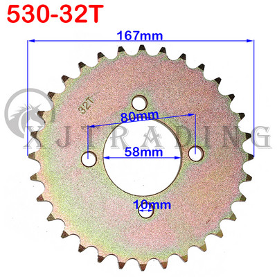 530 Lanț 28T/31T/32T/35T/37T/40T/41T/45T dinți Pinion spate pentru ATV Quad Pit Dirt Bike Buggy Go Kart Motociclete Piese de motor