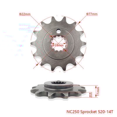 Motorkerékpár első lánc lánckerék 13/14T fogas fogaskerék sima fog alakú NC250 NC450 CB250 motor 520 530 lánc AVANTIS ENDURO számára