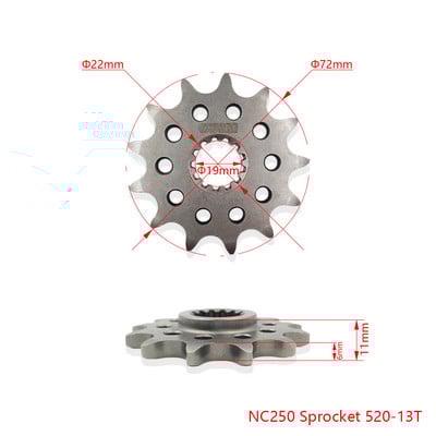 Motorkerékpár első lánc lánckerék 13/14T fogas fogaskerék sima fog alakú NC250 NC450 CB250 motor 520 530 lánc AVANTIS ENDURO számára