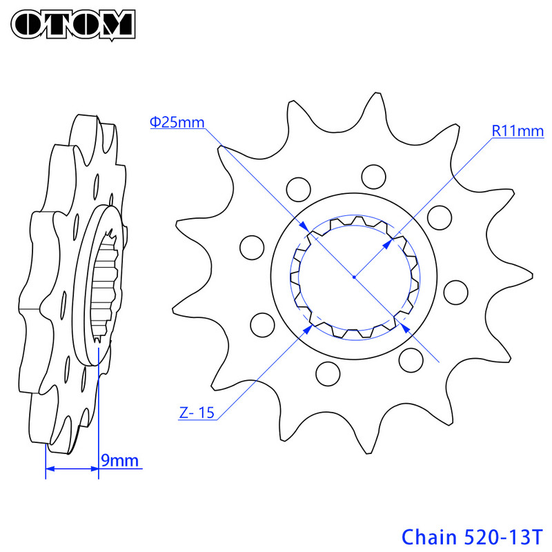 Predné ozubené koleso OTOM pre motokros, kované reťazové koleso 13T pre KTM SXF XCF XCW EXC MXC HUSQVARNA FC FE TC TE, diel na motocykel