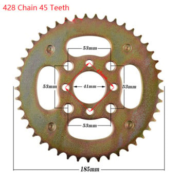 25T/37T/41T/45T/48T Γρανάζια αλυσίδας μοτοσικλετών Πίσω πίσω οδοντωτός τροχός για 428 αλυσίδες 110cc 125cc 140cc Dirt Pit Bike ATV Go-kart