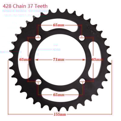 Ozubené kolesá pre motocyklové reťaze 25T/37T/41T/45T/48T, zadné a zadné ozubené koleso pre reťaze 428, 110cc, 125cc, 140cc, pre terénne bicykle, štvorkolky, motokáry...