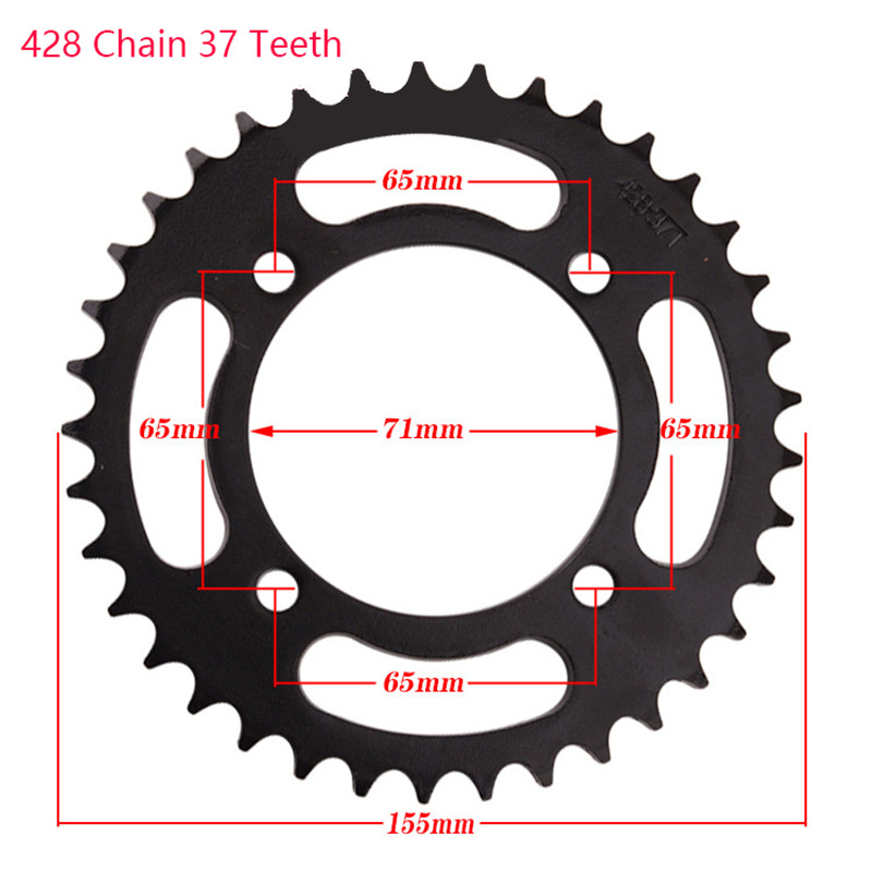 Ozubené kolesá pre motocyklové reťaze 25T/37T/41T/45T/48T, zadné a zadné ozubené koleso pre reťaze 428, 110cc, 125cc, 140cc, pre terénne bicykle, štvorkolky, motokáry...