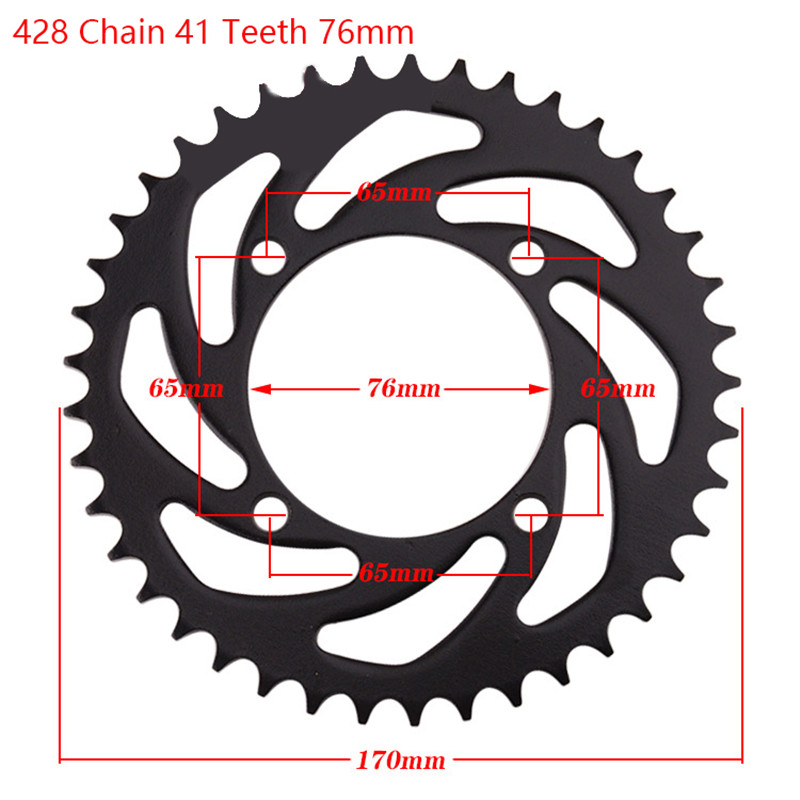 Ozubené kolesá pre motocyklové reťaze 25T/37T/41T/45T/48T, zadné a zadné ozubené koleso pre reťaze 428, 110cc, 125cc, 140cc, pre terénne bicykle, štvorkolky, motokáry...