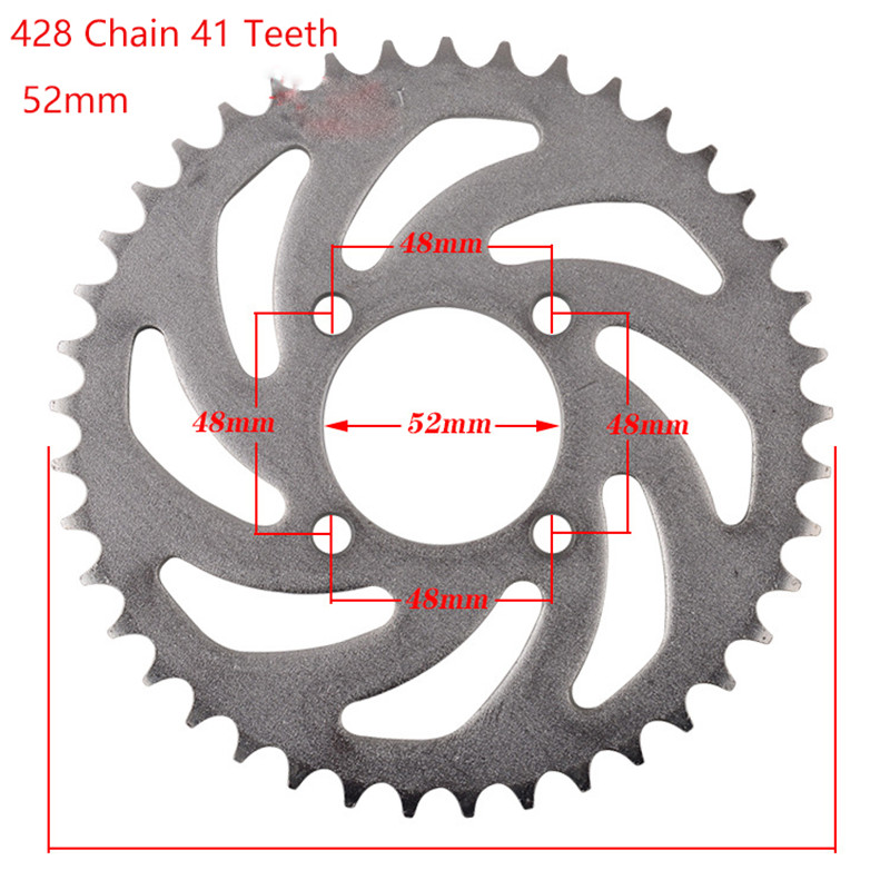 Ozubené kolesá pre motocyklové reťaze 25T/37T/41T/45T/48T, zadné a zadné ozubené koleso pre reťaze 428, 110cc, 125cc, 140cc, pre terénne bicykle, štvorkolky, motokáry...