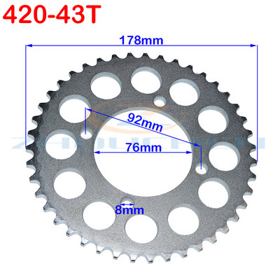 420 Lanțuri 35T/37T/39T/41T/43T/45T/48T Pinioni pentru lanț pentru motociclete Pinion spate din spate pentru motocicletă Dirt Pit 110cc 125cc 140cc