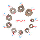 Predný motor 428# 10T 11T 12T 13T 14T 15T 16T 17T 18T 19T Zuby 20 mm reťazové ozubené koleso s poistnou doskou