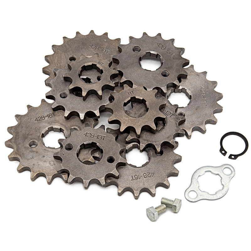 Predný motor 428# 10T 11T 12T 13T 14T 15T 16T 17T 18T 19T Zuby 20 mm reťazové ozubené koleso s poistnou doskou
