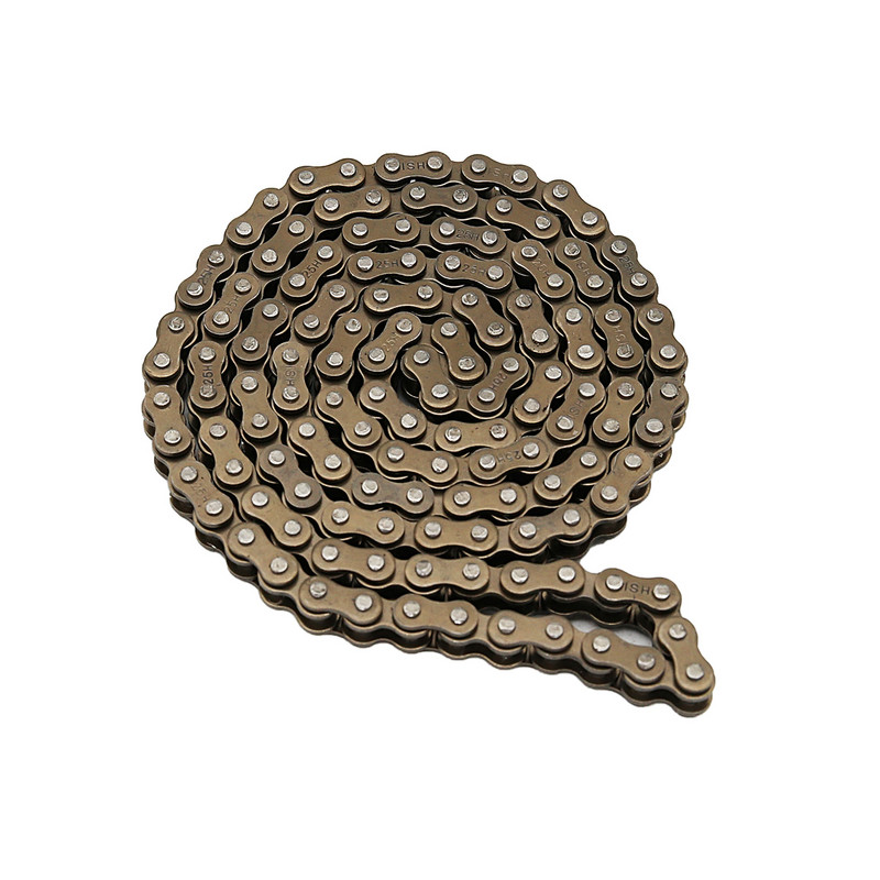 Pinion roată spate 25H 68 dinți și lanț de transmisie cu 68 legături și pinion pinion față T8F 7T pentru minibicicletă 49cc în 2 timpi neagră