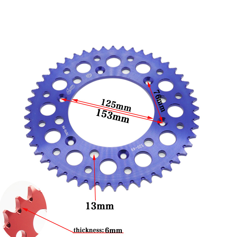 Motorkerékpár lánckerék lánctárcsa 49 t BOSUER M2 M4 M6 KAYO T6 alumínium ötvözet CRF250 r, 450 r Cross-Country