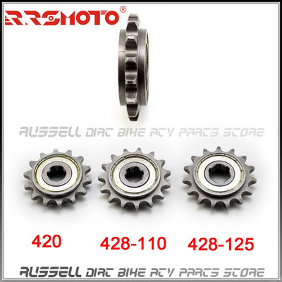 Motocikla motocikla priekšējās piedziņas zobrats 420 428 benzīna ekonomisks motociklam 90cc 110cc 125cc