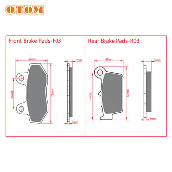 OTOM Мотоциклет отпред F03 отзад R03 накладка на спирачната челюст Медни синтеровани основни дискове за KAYO T4 T6 K6 X2 K16 K18 Офроуд мотокрос